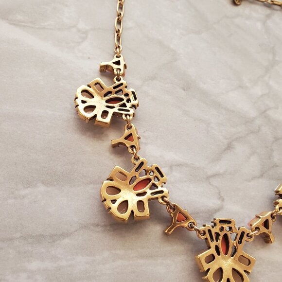 ✨ J.Crew Orange Touple Rhinestones Crystals Cluster Statement Necklace ✨ - Picture 13 of 15